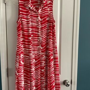 CABI, pleated shift dress, deep orange, medium, like new